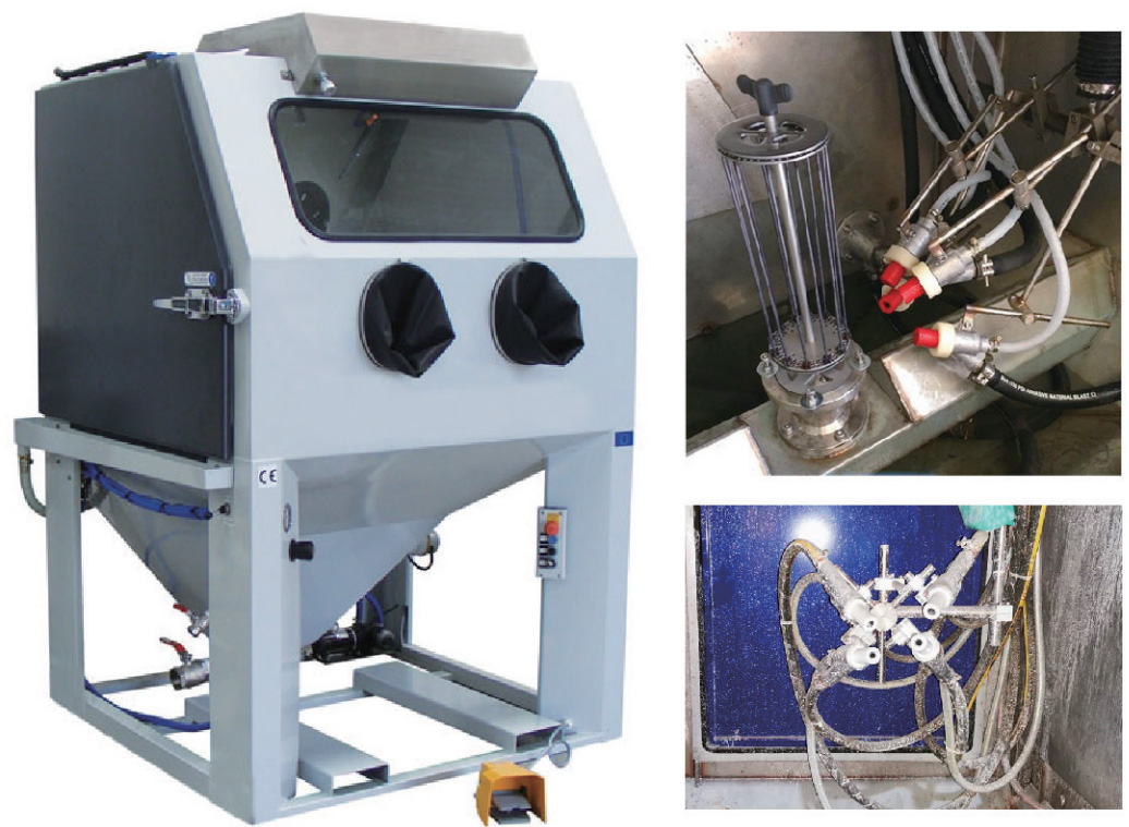 Sand blasting equipment for wet cutting tools