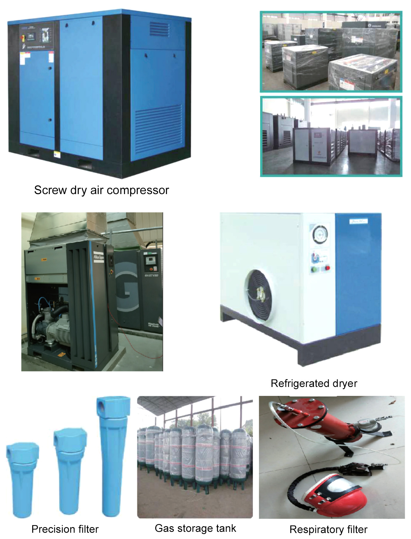 Air compressor, dry machine, gas storage tank display