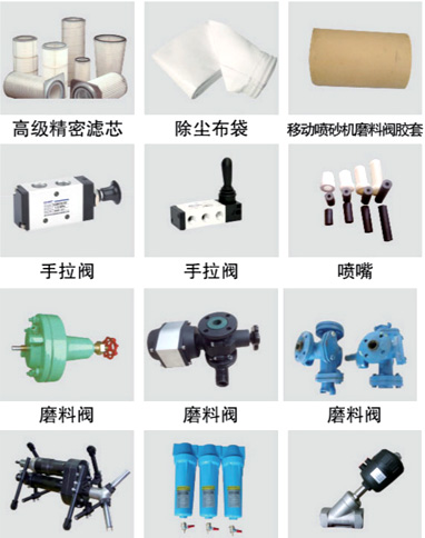 Sandblasting machine accessories display